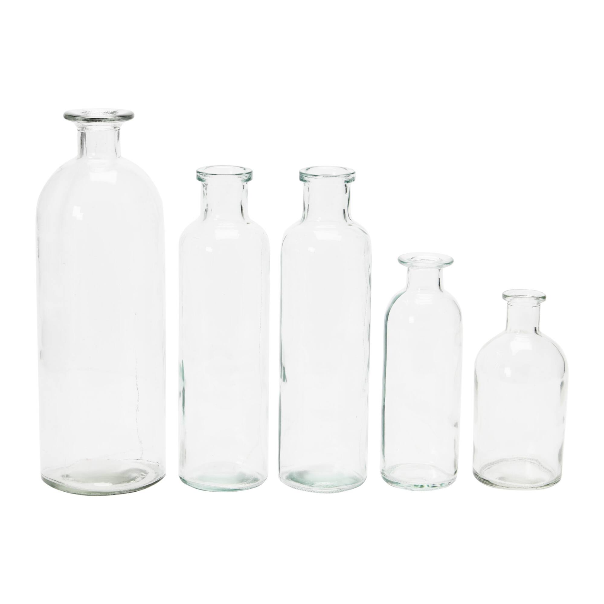 Hello Honey® Black Wood Tray with Glass Bottle Vases Set